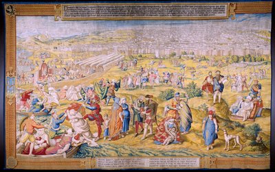 flamländsk gobeläng. Serien Erövringen av Tunis: Plundringen av Tunis. Serietecknaren Jan Cornelisz Vermeyen. Studio Willem de Pannemaker, Bryssel. omkring 1545. av Jan Cornelisz Vermeyen