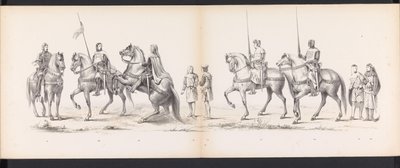 Masquerade of the Leiden Students, 1865 (skylt 14) Klädd procession som hölls av medlemmarna i Leidens studentkår den 6 juni 1865, för att fira 290-årsjubileet av Leidsche Hoogeschool, föreställande: holländarnas inträde b. av Jan Daniël Cornelis Carel Willem baron de Constant Rebecque