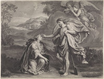 Kristus visar sig som trädgårdsmästare för Maria Magdalena (Noli me tangere) av Jan Edelinck (possibly)