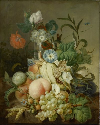 Stilleben med blommor och frukt av Jan Evert Morel (I)
