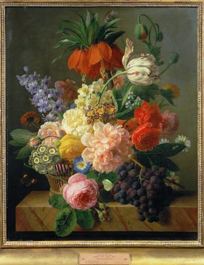 Blommor och frukt ... (målning på duk) av Jan Frans van Dael