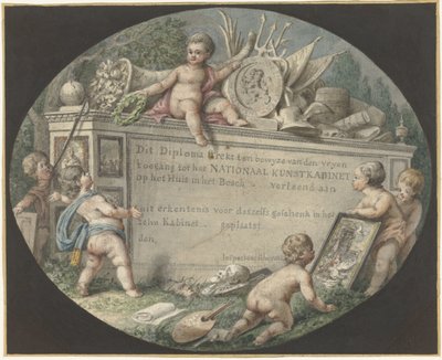 Design av en inträdesbiljett till National Art Cabinet på Huis ten Bosch av Jan Gerard Waldorp (possibly)