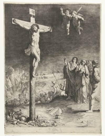Kristus på korset med sörjande Maria och Johannes av Jan Gerritsz. van Bronckhorst