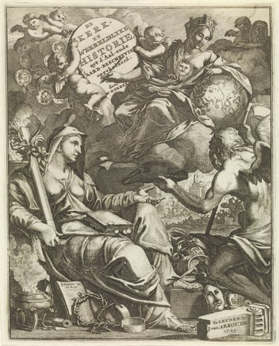 Allegori över kyrka och världshistoria Titelsida för Willem Goeree, De kerklyke en Weereldlyke historien. 1729 Kyrkan och världshistorien uyt d