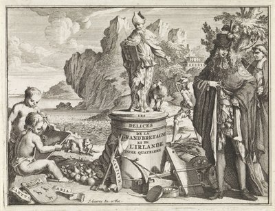 Voetstuk met de heilige Thomas Becket Titelsida voor J. Beeverell, Storbritanniens och Irlands nöjen, del 4, 1707 Förnöjelserna i Storbritannien och Irland (titel på objekt) av Jan Goeree