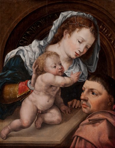 Maria med Jesusbarnet och givare av målningen av Jan Gossaert