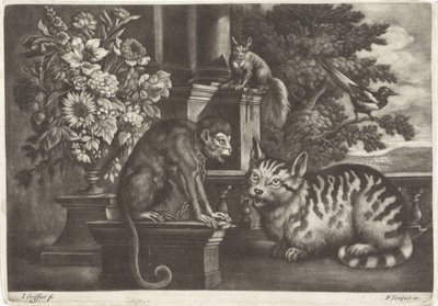 Aap, kat, eekhoorn en ekster av Jan Griffier (I)