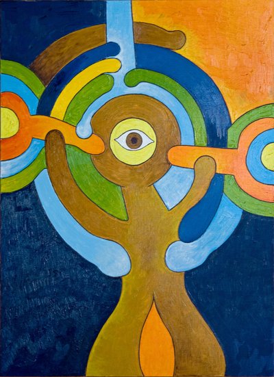 A Moment of Sudden Enlightenment for the Cyclops, 2007 (olja på trä) av Jan Groneberg