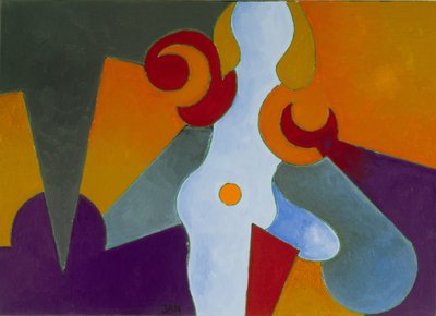 Blue Pin-Up Girl, 2009 (olja på duk) av Jan Groneberg