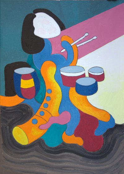 Little Drummer Girl, 2009 (olja på duk) av Jan Groneberg