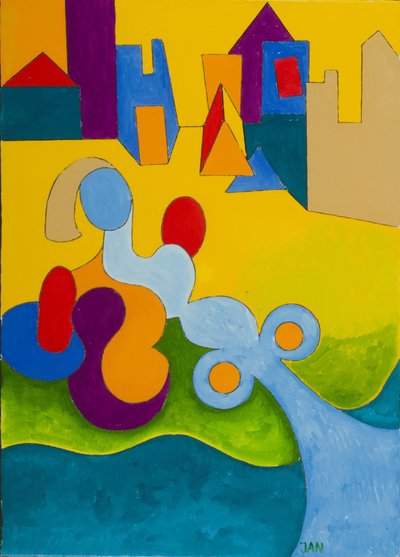 Sola i utkanten av staden, 2009 (olja på duk) av Jan Groneberg