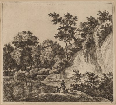 Landskap med flod och klippa av Jan Hackaert