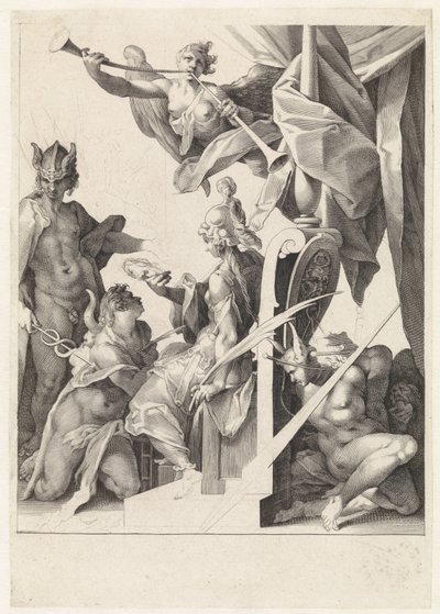 Mercury leder unga konstnärer till Minerva av Jan Harmensz. Muller