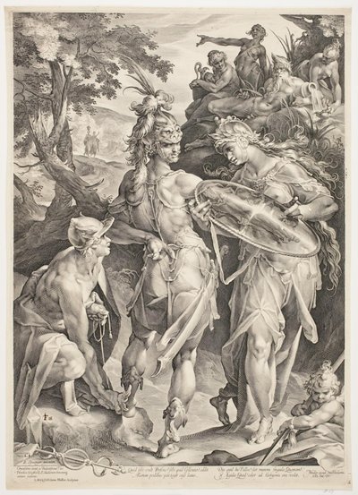 Minerva och Merkurius beväpnar Perseus för hans möte med Medusa av Jan Harmensz. Muller