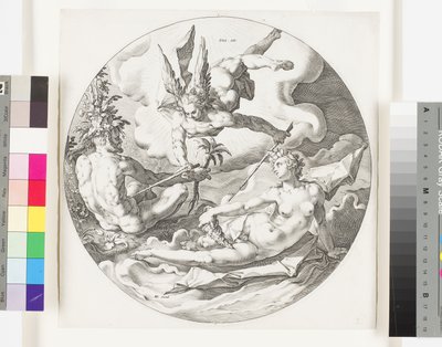 Skapandet av torrt land och haven, c.1589 av Jan Harmensz Muller