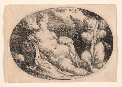 Venus och Amor i molnen av Jan Harmensz. Muller