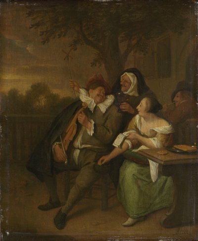 Man med en fiol i dåligt sällskap av Jan Havicksz. Steen (copy after)
