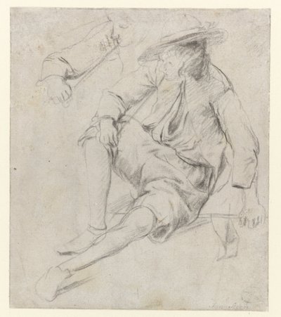 Studie av en sittande man som röker en pipa av Jan Havicksz. Steen