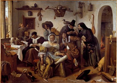 Världen är upp och ner eller lustens missgärningar.(Målning av Jan Havicksz. Steen