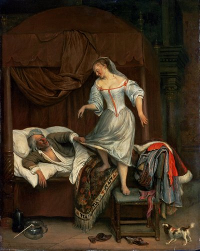 Sovrumsscen (panel) av Jan Havickszoon Steen
