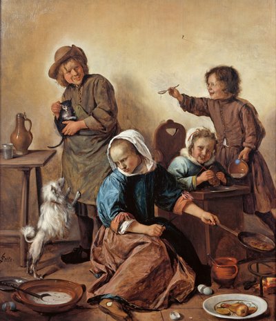 The Childrens Meal, ca 1665. av Jan Havickszoon Steen
