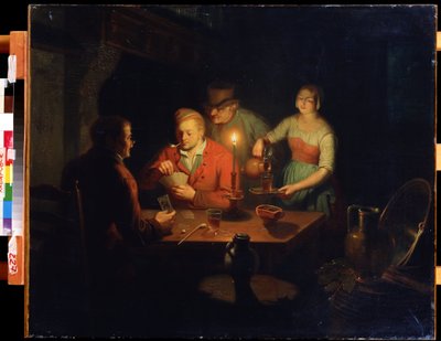 Kortspel. Målning av Jan Hendrik van Grootveld (1808-1855). Olja på trä, 70 x 93 cm, holländsk konst från 1800-talet. Far Eastern Museum, Khabarovsk (Ryssland). av Jan Hendrick van Grootvelt