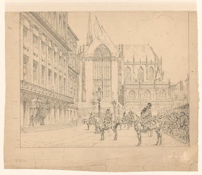 Husarer ställde upp framför palatset på Damtorget vid invigningen av Jan Hoynck van Papendrecht