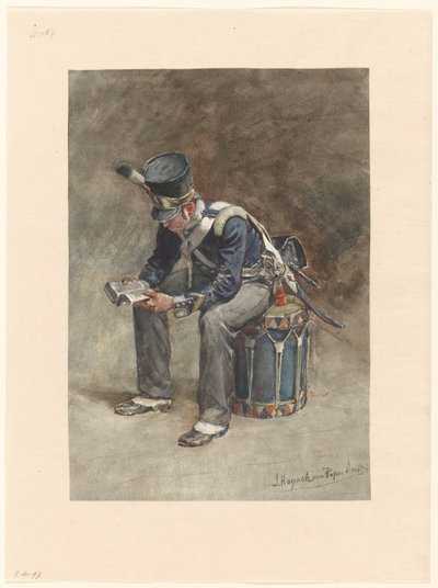 Sittande infanteri som läser tambour av Jan Hoynck van Papendrecht