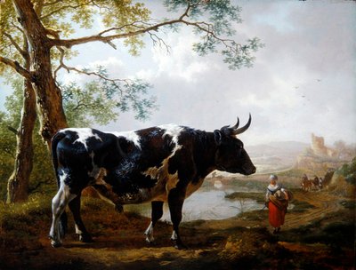 En pristjur i ett grönskande landskap (olja på panel) av Jan II Kobell