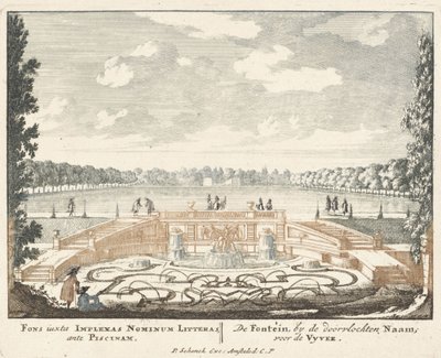 Fontän och stor damm i Het Loo-palatsets trädgårdar, 1694-97 av Jan I van Call