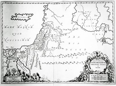 Karta över Abrahams, Isaks och Jakobs resor, 1652 av Jan Janssonius