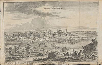 Astrakhan Från: Three Remarkable Voyages, 1675 av Jan Jansz. Struys