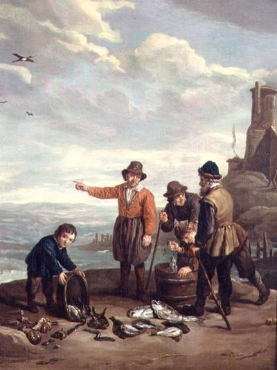 Fiskare på en strand av Jan Josef the Elder Horemans