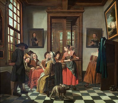Kortspel (olja på duk) av Jan Josef the Younger Horemans