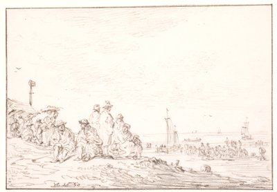 Strand med många människor av Jan Josefsz van Goyen