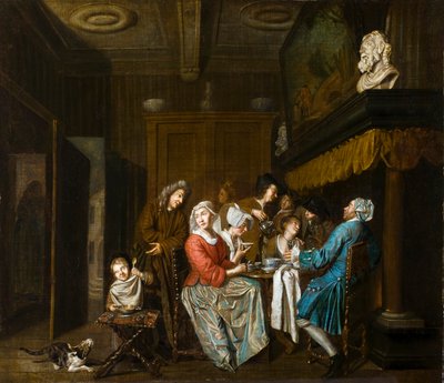 En Tea Party. av Jan Joseph Horemans the Elder