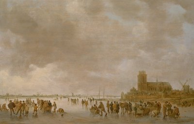 Ett vinterlandskap med konståkning på isen av Jan Josephsz van Goyen