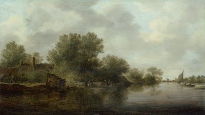 Landskap (olja på panel) av Jan Josephsz van Goyen