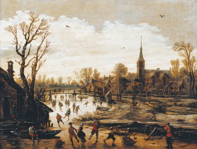 The Skaters, na Jan van Goyen (1596-1656)swed av Jan Josephsz van Goyen