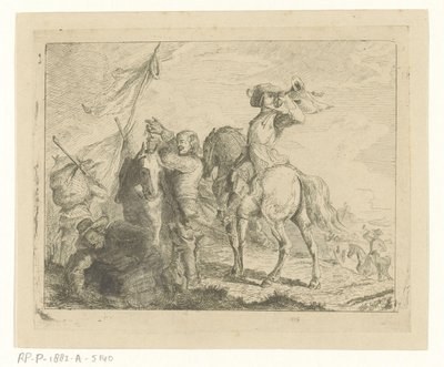 Landskap med resenärer och ryttare av Jan Karel Jacob de Jonge