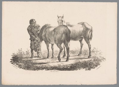 Man och två hästar Beesten Studien av J. Kobell efter Paul Potter Nr. 1 (serietitel) av Jan Kobell (III)