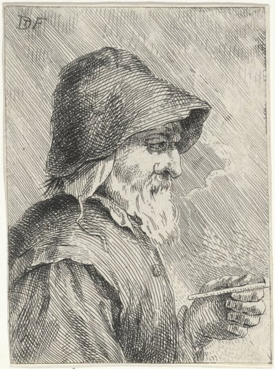 Gammal man med skägg och en pipa i handen av Jan Lauwryn Krafft (I) (attributed to)