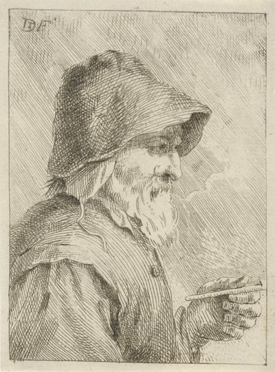Gammal man med skägg och en pipa i handen av Jan Lauwryn Krafft (I) (attributed to)