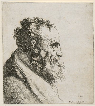 Bröstbild av en gammal skäggig man, i profil åt höger av Jan Lievens