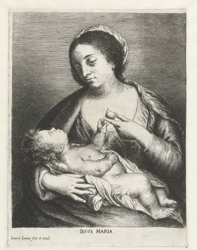 Mary med barn och ett päron Iesvs Maria (titel på objekt) av Jan Lievens