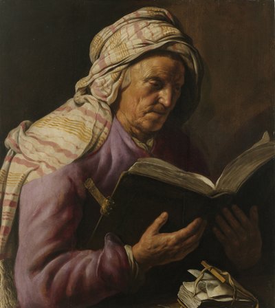 Gammal kvinna som läser, 1626-1633 av Jan Lievens