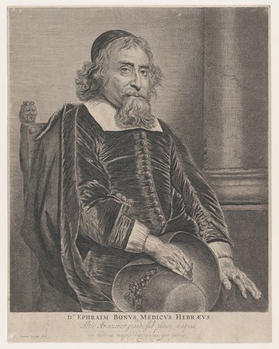 Porträtt av Ephraim Bonus, läkare, 1600-talet. av Jan Lievens
