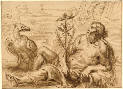 Flodguden med en örn av Jan Lievens