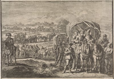 Munkar från Nord-Brabant flyr till Antwerpen 1637 av Jan Luyken (attributed to)