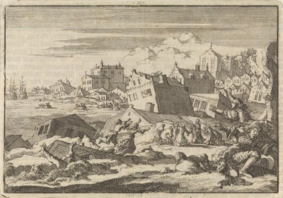 Jordbävning i Jamaica som förstörde staden Port Royal, 1692 av Jan Luyken